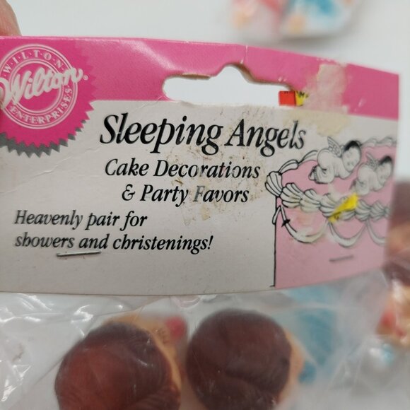 Vintage Wilton Cake Topper Sleeping Angels Boy Girl Baptism Christening Lot Of 3 - Picture 4 of 6